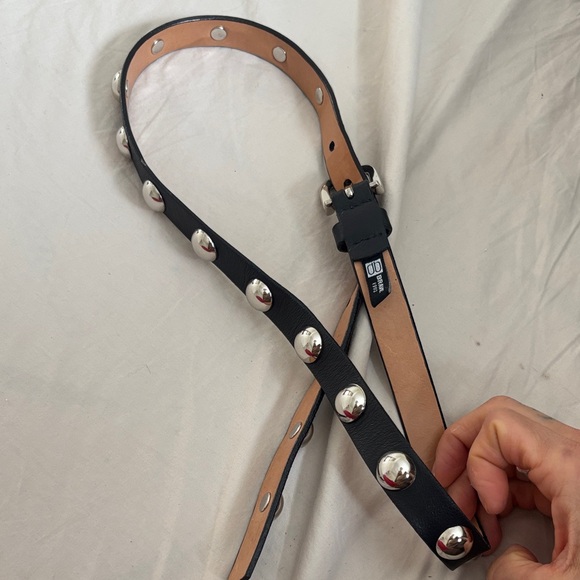 KHAITE Black Leather Studded Belt with Silver Hardware - Picture 2 of 8